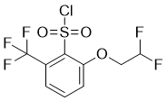 structure of CAS# 865352-01-8, 2-(2,2-Difluoroethoxy)-6-(trifluoromethyl)benzene-1-sulfonyl chloride