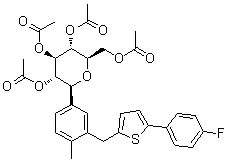 结构式 CAS# 866607-35-4, (1S)-1,5-脱水-1-C-[3-[[5-(4-氟苯基)-2-噻吩基]甲基]-4-甲基苯基]-D-山梨糖醇四乙酸酯