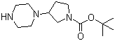 structure of CAS# 867265-71-2, 3-(Piperazin-1-yl)pyrrolidine-1-carboxylic acid tert-butyl ester;tert-butyl 3-(1-piperazinyl)-1-pyrrolidinecarboxylate
