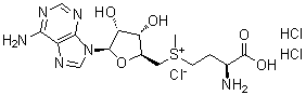 structure of CAS# 86867-01-8, 5'-[[(3S)-3-Amino-3-carboxypropyl]methylsulfonio]-5'-deoxyadenosine chloride dihydrochloride