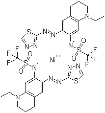 Bis[N-[1-ethyl-1,2,3,4-tetrahydro-6-[(1,3,4-thiadiazol-2-yl-N3)azo-N1]-7-quinolinyl]-1,1,1-trifluoromethanesulfonamidato-N]nickel molecular structure (CAS 868747-30-2)