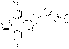 1-[5-O-[Bis(4-methoxyphenyl)phenylmethyl]-2-deoxy-beta-D-erythro-pentofuranosyl]-5-nitro-1H-indole molecular structure (CAS 869355-18-0)