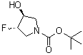 structure of CAS# 869481-93-6, trans-3-Fluoro-4-hydroxypyrrolidine-1-carboxylic acid tert-butyl ester