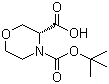 structure of CAS# 869681-70-9, 4-Boc-3(R)-morpholinecarboxylic acid;(R)-Morpholine-3,4-dicarboxylic acid 4-tert-butyl ester