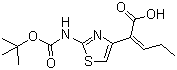 结构式 CAS# 86978-24-7, (Z)-2-(2-叔丁氧羰基氨基噻唑-4-基)-2-戊烯酸