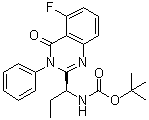 结构式 CAS# 870281-85-9, [(1S)-1-(5-氟-3,4-二氢-4-氧代-3-苯基-2-喹唑啉基)丙基]氨基甲酸叔丁酯