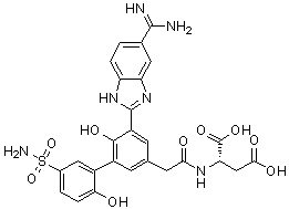 structure of CAS# 871266-63-6, (S)-2-[[2-[5-(5-Carbamimidoyl-1H-benzimidazol-2-yl)-6,2'-dihydroxy-5'-sulfamoylbiphenyl-3-yl]acetyl]amino]succinic acid