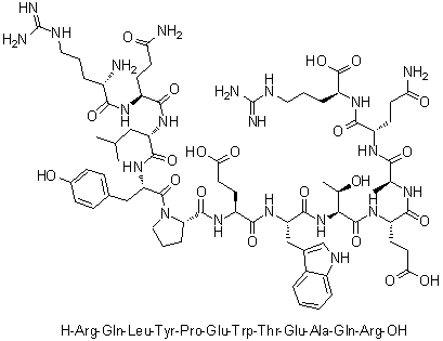 L-Arginyl-L-glutaminyl-L-leucyl-L-tyrosyl-L-prolyl-L-alpha-glutamyl-L-tryptophyl-L-threonyl-L-alpha-glutamyl-L-alanyl-L-glutaminyl-L-arginine molecular structure (CAS 871344-87-5)