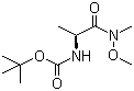 structure of CAS# 87694-49-3, N-[(1S)-2-(Methoxymethylamino)-1-methyl-2-oxoethyl]-carbamic acid tert-butyl ester;[(1S)-2-(Methoxymethylamino)-1-methyl-2-oxoethyl]-carbamic acid 1,1-dimethylethyl ester; (S)-[2-(Methoxymethylamino)-1-methyl-2-oxoethyl]-carbamic acid 1,1-dimethylethyl ester