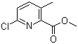 structure of CAS# 878207-92-2, 6-Chloro-3-methyl-2-pyridinecarboxylic acid methyl ester;Methyl 6-chloro-3-methylpicolinate