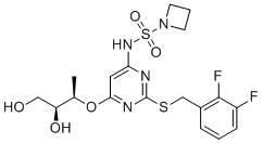 N-(2-(((2,3-Difluorophenyl)methyl)thio)-6-(((1R,2S)-2,3-dihydroxy-1-methylpropyl)oxy)-4-pyrimidinyl)-1-azetidinesulfonamide molecular structure (CAS 878385-84-3)