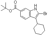 结构式 CAS# 879498-90-5, 2-溴-3-环己基-1H-吲哚-6-羧酸叔丁酯