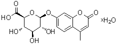 4-Methyl-2-oxo-2H-1-benzopyran-7-yl beta-D-glucopyranosiduronic acid hydrate molecular structure (CAS 881005-91-0)