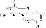 结构式 CAS# 88110-89-8, 更昔洛韦单-O-乙酸酯; 9-[[2-(乙酰氧基)-1-(羟基甲基)乙氧基]甲基]-2-氨基-1,9-二氢-6H-嘌呤-6-酮