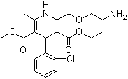 structure of CAS# 88150-42-9, Amlodipine;Methyl ethyl 2-(2-aminoethoxymethyl)-4-(2-chlorophenyl)-6-methyl-1,4-dihydropyridine-3,5-dicarboxylate