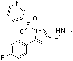 structure of CAS# 881733-36-4, 5-(4-Fluorophenyl)-N-methyl-1-(3-pyridinylsulfonyl)-1H-pyrrole-3-methanamine