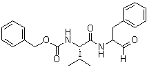 structure of CAS# 88191-84-8, Calpain Inhibitor III;N-[(1S)-1-[[(1-Formyl-2-phenylethyl)amino]carbonyl]-2-methylpropyl]carbamic acid phenylmethyl ester; Calp III; MDL 28170