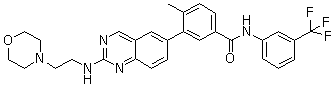 结构式 CAS# 882663-88-9, 4-甲基-3-[2-[[2-(4-吗啉基)乙基]氨基]-6-喹唑啉基]-N-[3-(三氟甲基)苯基]苯甲酰胺