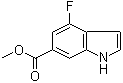 structure of CAS# 885518-27-4, 4-Fluoro-1H-indole-6-carboxylic acid methyl ester