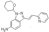 (E)-3-[2-(Pyridin-2-yl)ethenyl]-1-(tetrahydro-2H-pyran-2-yl)-1H-indazol-6-amine molecular structure (CAS 886230-76-8)