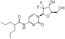 结构式 CAS# 892128-60-8, 2'-脱氧-2',2'-二氟-N-(1-氧代-2-丙基戊基)胞苷