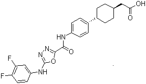 trans-4-[4-[[[5-[(3,4-Difluorophenyl)amino]-1,3,4-oxadiazol-2-yl]carbonyl]amino]phenyl]cyclohexaneacetic acid molecular structure (CAS 892489-52-0)