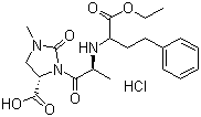 structure of CAS# 89396-94-1, Imidapril hydrochloride;Novaloc; TA 6366; Tanapril; Tanatril; 3-[(2S)-2-[[(1S)-1-(Ethoxycarbonyl)-3-phenylpropyl]amino]-1-oxopropyl]-1-methyl-2-oxo-4-imidazolidinecarboxylic acid hydrochloride