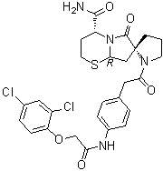 (2R,4'R,8'aR)-1-[2-[4-[[2-(2,4-Dichlorophenoxy)acetyl]amino]phenyl]acetyl]tetrahydro-6'-oxospiro[pyrrolidine-2,7'(6'H)-[2H]pyrrolo[2,1-b][1,3]thiazine]-4'-carboxamide molecular structure (CAS 894787-30-5)