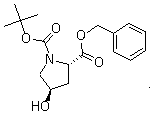 structure of CAS# 89813-47-8, N-(tert-Butoxycarbonyl)-4-hydroxyproline benzyl ester;(2S,4R)-4-Hydroxy-1,2-Pyrrolidinedicarboxylic acid 1-(1,1-dimethylethyl) 2-(phenylmethyl) ester