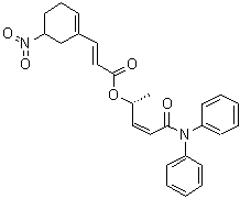 结构式 CAS# 900186-73-4, (2E)-3-(5-硝基-1-环己烯-1-基)-2-丙烯酸 (1R,2Z)-4-(二苯基氨基)-1-甲基-4-氧代-2-丁烯-1-基酯