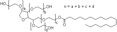 结构式 CAS# 9005-67-8, 吐温 60; 聚氧乙烯失水山梨醇醚硬脂酸酯; 聚氧乙烯山梨醇酐硬脂酸酯; 乳化剂 T-60