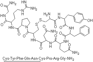 Vasopressin molecular structure (CAS 9034-50-8)