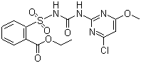 structure of CAS# 90982-32-4, Chlorimuron-ethyl;2-[[[[(4-Chloro-6-methoxy-2-pyrimidinyl)amino]carbonyl]amino]sulfonyl]benzoic acid ethyl ester; Chlorimuron ethyl ester; Chlorimuron Et; Classic 75DF; DPX-F6025