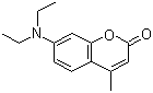 structure of CAS# 91-44-1, Fluorescent Brightener 52;7-(Diethylamino)-4-methyl-2H-1-benzopyran-2-one; 4-Methyl-7-(diethylamino)coumarin; Coumarin 1; MDAC; C.I. 551100; Fluorescent Brightener 140; Leucophor WS