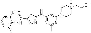N-(2-Chloro-6-methylphenyl)-2-[[6-[4-(2-hydroxyethyl)-4-oxido-1-piperazinyl]-2-methyl-4-pyrimidinyl]amino]-5-thiazolecarboxamide molecular structure (CAS 910297-52-8)