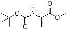结构式 CAS# 91103-47-8, N-(叔丁氧羰基)-D-丙氨酸甲酯