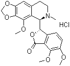结构式 CAS# 912-60-7, 盐酸那可丁; 盐酸那可汀; 6,7-二甲氧基-3-(4-甲氧基-6-甲基-7,8-二氢-5H-[1,3]二氧环戊并[4,5-g]异喹啉-5-基)-3H-2-苯并呋喃-1-酮盐酸盐