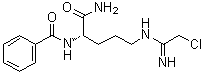structure of CAS# 913723-61-2, N-alpha-Benzoyl-N5-(2-chloro-1-iminoethyl)-1-ornithine amide;N-[(1S)-1-(Aminocarbonyl)-4-[(2-chloro-1-iminoethyl)amino]butyl]benzamide; Cl-amidine