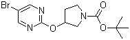 structure of CAS# 914347-79-8, 3-(5-Bromopyrimidin-2-yloxy)pyrrolidine-1-carboxylic acid tert-butyl ester
