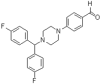 structure of CAS# 914349-58-9, 4-[4-[Bis(4-fluorophenyl)methyl]-1-piperazinyl]benzaldehyde