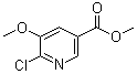 structure of CAS# 915107-31-2, 6-Chloro-5-methoxynicotinic acid methyl ester;Methyl 6-chloro-5-methoxynicotinate