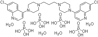 structure of CAS# 915967-82-7, Piperaquine tetraphosphate tetrahydrate;4,4'-(1,3-Propanediyldi-4,1-piperazinediyl)bis(7-chloroquinoline) phosphate hydrate