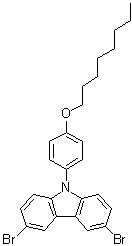 structure of CAS# 917773-26-3, 3,6-Dibromo-9-[4-(octyloxy)phenyl]-9H-carbazole