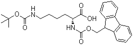 结构式 CAS# 92122-45-7, N-alpha-芴甲氧羰基-N-epsilon-叔丁氧羰基-D-赖氨酸
