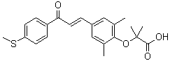 结构式 CAS# 923978-27-2, 2-[2,6-二甲基-4-[(1E)-3-[4-(甲硫基)苯基]-3-氧代-1-丙烯-1-基]苯氧基]-2-甲基丙酸
