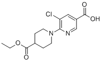5-Chloro-6-[4-(ethoxycarbonyl)piperidino]nicotinic acid molecular structure (CAS 931395-73-2)