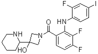 结构式 CAS# 934662-91-6, 1-[[3,4-二氟-2-[(2-氟-4-碘苯基)氨基]苯基]羰基]-3-(哌啶-2-基)氮杂环丁-3-醇