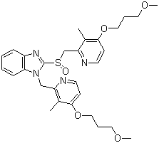 结构式 CAS# 935260-92-7, 2-{[4-(3-甲氧基丙氧基)-3-甲基吡啶-2-基]甲亚磺酰基}-1-[4-(3-甲氧基丙氧基)-3-甲基吡啶-2-基]甲基苯并咪唑