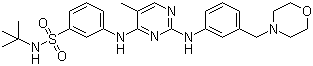 structure of CAS# 936091-56-4, N-(1,1-Dimethylethyl)-3-[[5-methyl-2-[[3-(4-morpholinylmethyl)phenyl]amino]-4-pyrimidinyl]amino]benzenesulfonamide