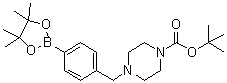 结构式 CAS# 936694-19-8, 4-[[4-(4,4,5,5-四甲基-1,3,2-二氧硼杂环戊烷-2-基)苯基]甲基]哌嗪-1-羧酸叔丁酯